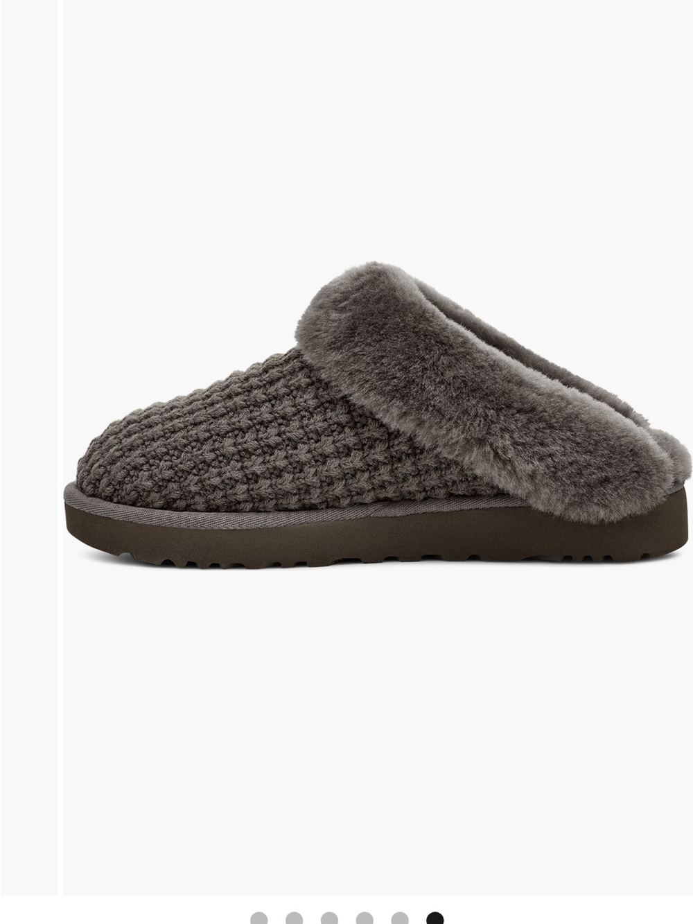 UGG Women's Knit Mule Slippers with Plush Collar - Charcoal